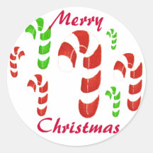 Merry Christmas Candy Cane seals Round Stickers