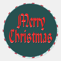 MERRY CHRISTMAS & CANDY WREATH by SHARON SHARPE Round Sticker