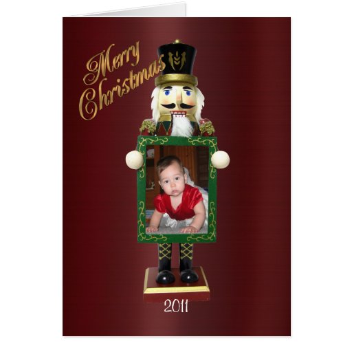 Merry Christmas card nut cracker with photo