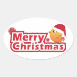 Merry Christmas cartoon baby bird sticker