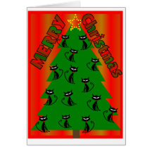 merry christmas CAT TREE Christmas Card