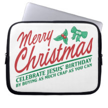 Merry Christmas - Celebrate Jesus' Birthday Computer Sleeve
