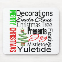 Merry Christmas Christmas Tree Collage Mousepads