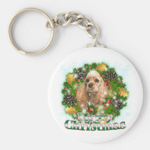 Merry Christmas Cocker Spaniel Keychains
