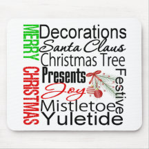 Merry Christmas Collage Festive Mousemats
