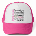 Merry Christmas Collage Pink Wreath hats