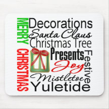Merry Christmas Collage Presents Mousemats