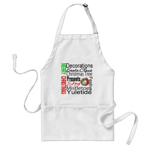 Merry Christmas Collage Wreath Aprons