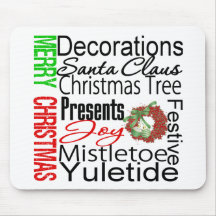 Merry Christmas Collage Wreath Mousemats