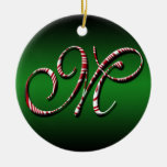 Merry Christmas Colours Green Red White Letter M Christmas Tree Ornaments