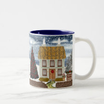 Merry Christmas Cottage Mug
