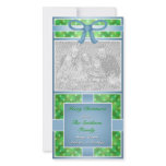 Merry Christmas Custom Photo Blue Green photo cards