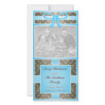 Merry Christmas Custom Photo Brown Baby Blue photo cards