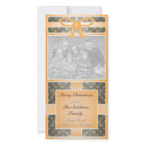 Merry Christmas Custom Photo Orange Brown Customised Photo Card