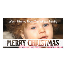 Merry Christmas Cut Out Text Personalized Photo Card