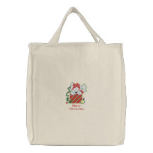 Merry Christmas cute polar bear embroidered bag