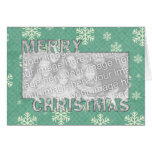 Merry Christmas CutOut Photo Frame Mint Snowflakes Greeting Card