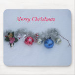 Merry Christmas Decorations in Snow mousepads