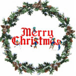 MERRY CHRISTMAS ELVES & WREATH by SHARON SHARPE photo sculptures