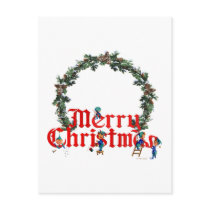 MERRY CHRISTMAS ELVES & WREATH by SHARON SHARPE Post Cards