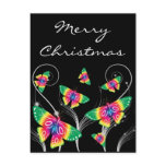 Merry christmas festive butterflies postcards