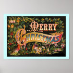 Merry Christmas floral design Poster posters
