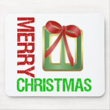 Merry Christmas Gift Ribbon Mouse Mat