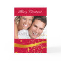 Merry Christmas, golden and red personalised card