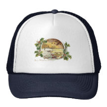 Merry Christmas Greetings Vintage Mesh Hat