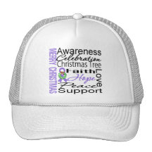 Merry Christmas Hodgkins Lymphoma Ribbon Collage Trucker Hat