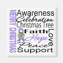Merry Christmas Hodgkins Lymphoma Ribbon Collage Fridge Magnet