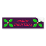 Merry Christmas Holly Bumper Sticker bumper stickers
