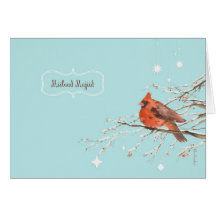 Merry Christmas in Arabic, red cardinal bird