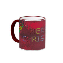Merry Christmas in Red Stained Glass Mug