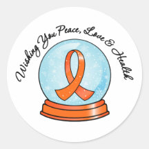 Merry Christmas Leukaemia Ribbon Snowglobe Sticker