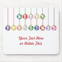 Merry Christmas Multicolored Glass Ball Ornaments Mouse Pad