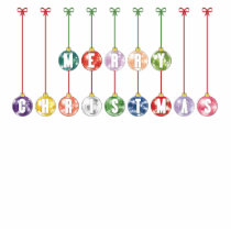 Merry Christmas Multicolored Glass Ball Ornaments Photo Cutouts