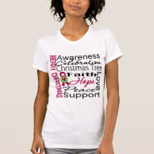Merry Christmas Multiple Myeloma Ribbon Collage T Shirt