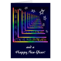 Merry Christmas on rainbow design Greeting Cards
