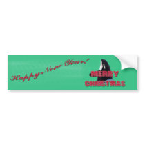 Merry Christmas Orca Whale Spy Hop Christmas Gifts Bumper Stickers