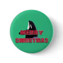 Merry Christmas Orca Whale Spy Hop Christmas Gifts Button