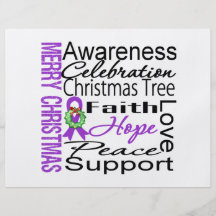 Merry Christmas Pancreatic Cancer Ribbon Collage Full Colour Flyer