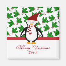 Merry Christmas Penguin Magnet