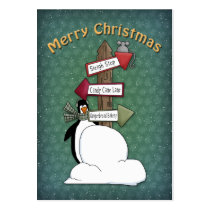 Merry Christmas Penguin with Sign Business Card Template