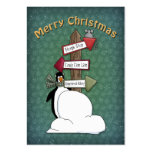 Merry Christmas Penguin with Sign business cards