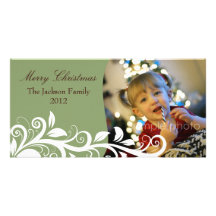Merry Christmas Photo Card green with design