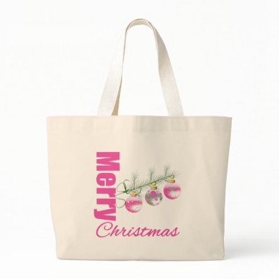 Merry Christmas Pink Whimsical Tree Ornaments Bags