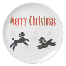 Merry Christmas Poodle Plate