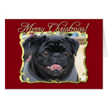 Merry Christmas pug dog greeting card