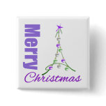 Merry Christmas Purple Theme Whimsical Tree buttons